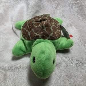 Ty 1993 Green and Brown Plush Turtle Toy